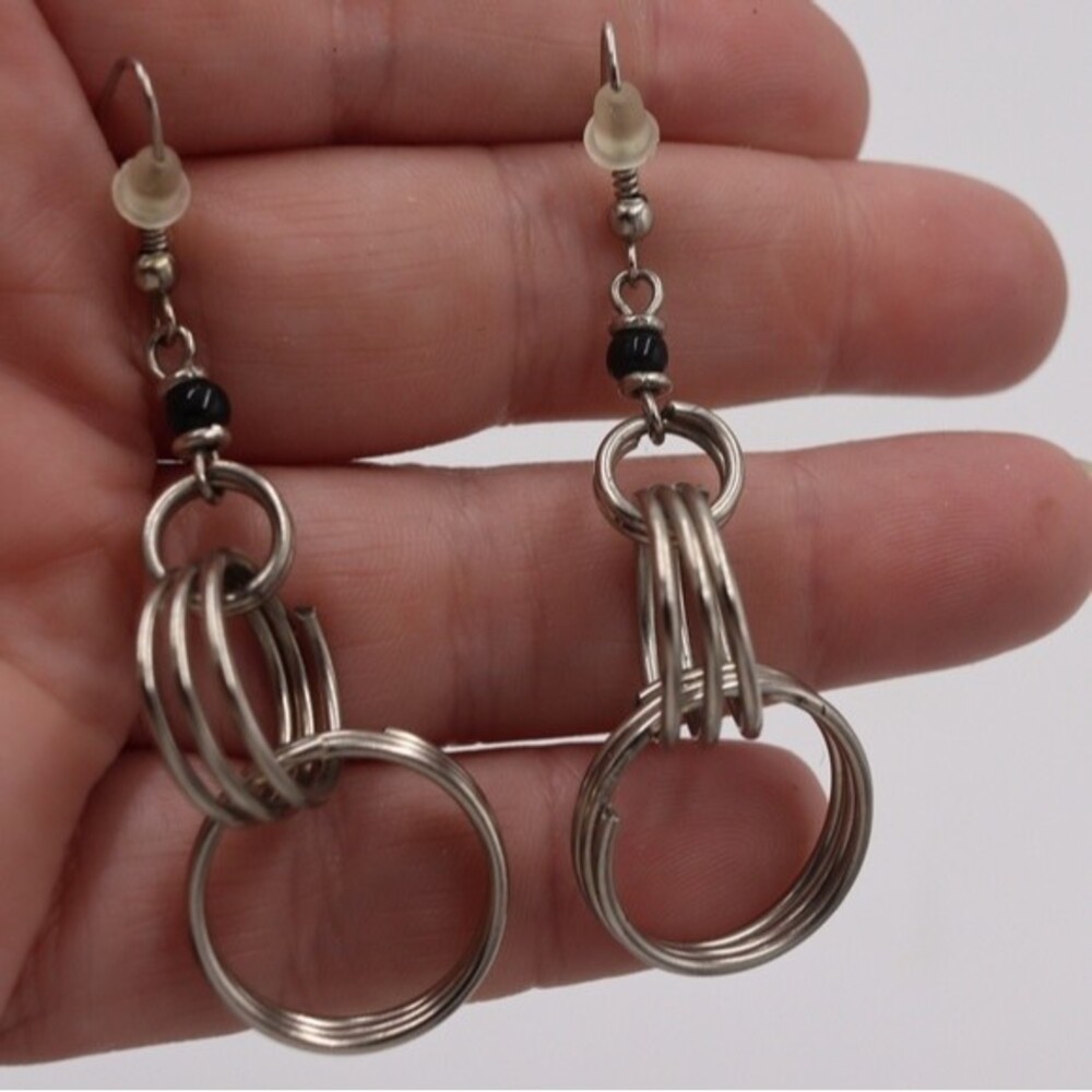 Dangly Circle Earrings with black bead